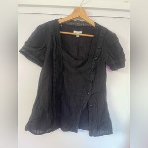 Kimchi Blue Black Button-Front Blouse